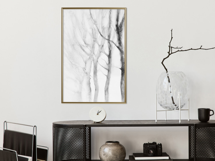 Poster Path to Nature - abstract composition of black trees on a white background 134810 additionalImage 10
