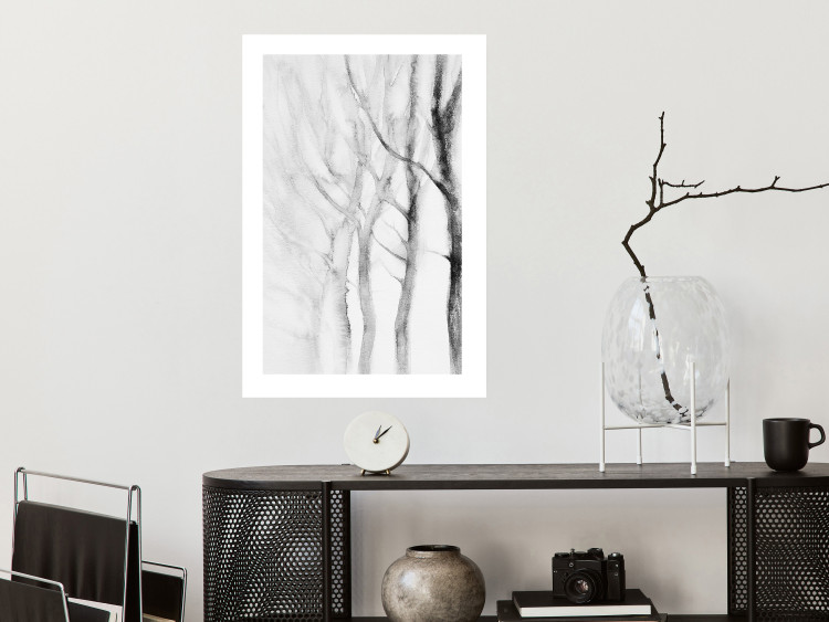 Poster Path to Nature - abstract composition of black trees on a white background 134810 additionalImage 7