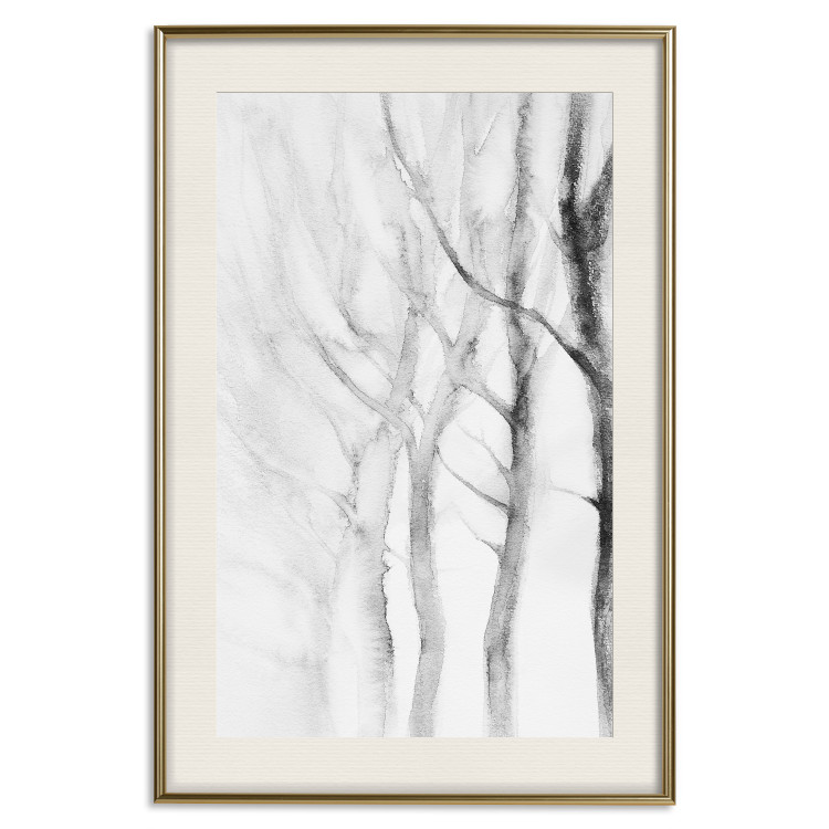 Poster Path to Nature - abstract composition of black trees on a white background 134810 additionalImage 20