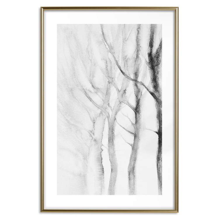 Poster Path to Nature - abstract composition of black trees on a white background 134810 additionalImage 14