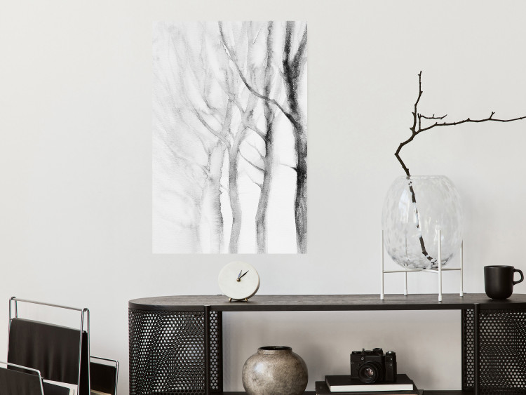 Poster Path to Nature - abstract composition of black trees on a white background 134810 additionalImage 5