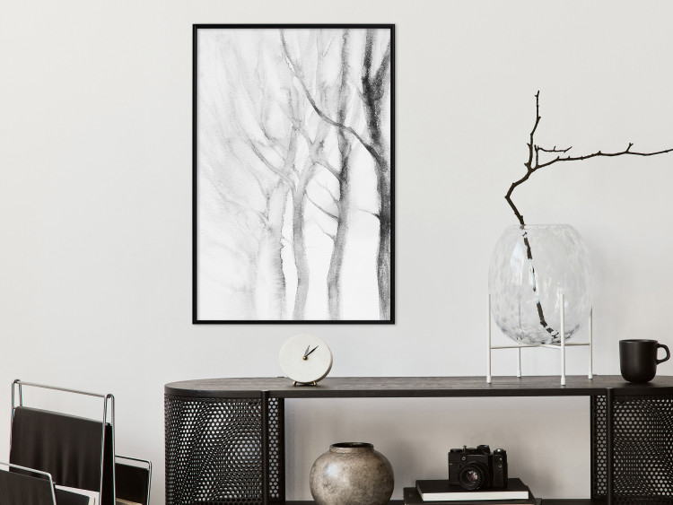 Poster Path to Nature - abstract composition of black trees on a white background 134810 additionalImage 9