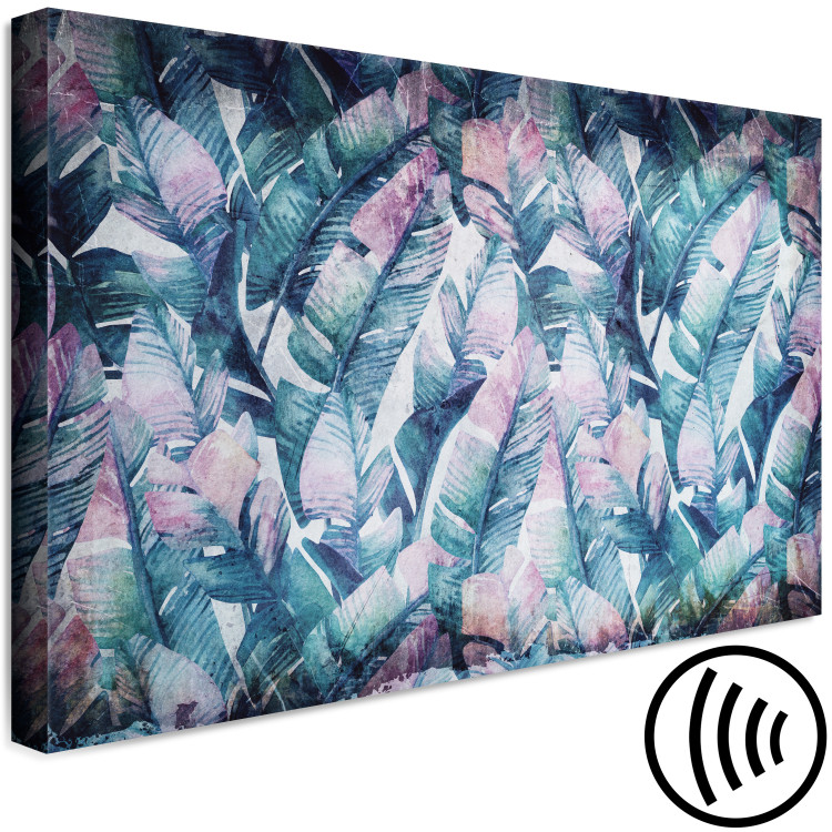 Canvas Print Exotic leaves - abstraction with blue-pink palm leaves 135110 additionalImage 6