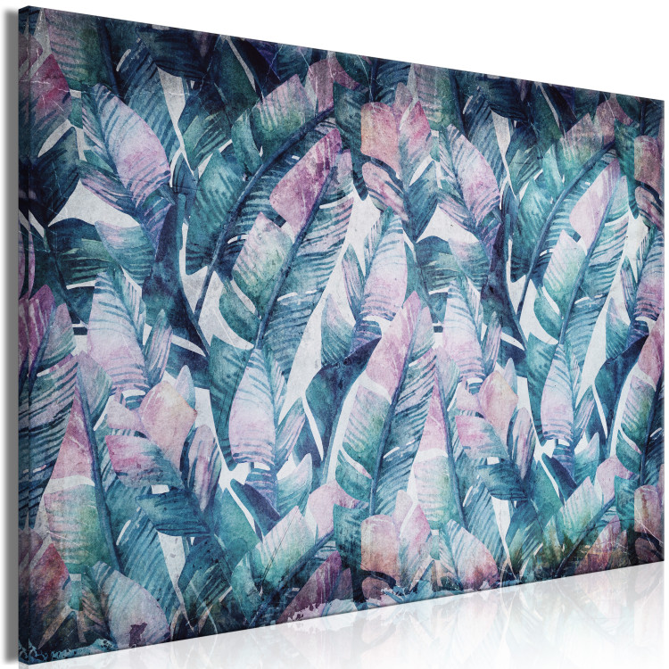 Canvas Print Exotic leaves - abstraction with blue-pink palm leaves 135110 additionalImage 2