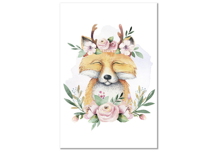 Canvas Forest Fox - Colorful illustration for children with flowers 135710