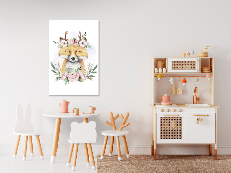 Canvas Forest Fox - Colorful illustration for children with flowers 135710 additionalImage 3