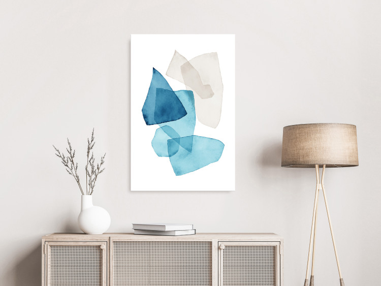Canvas Blue and beige shapes - Abstraction stylized on watercolor 136010 additionalImage 3