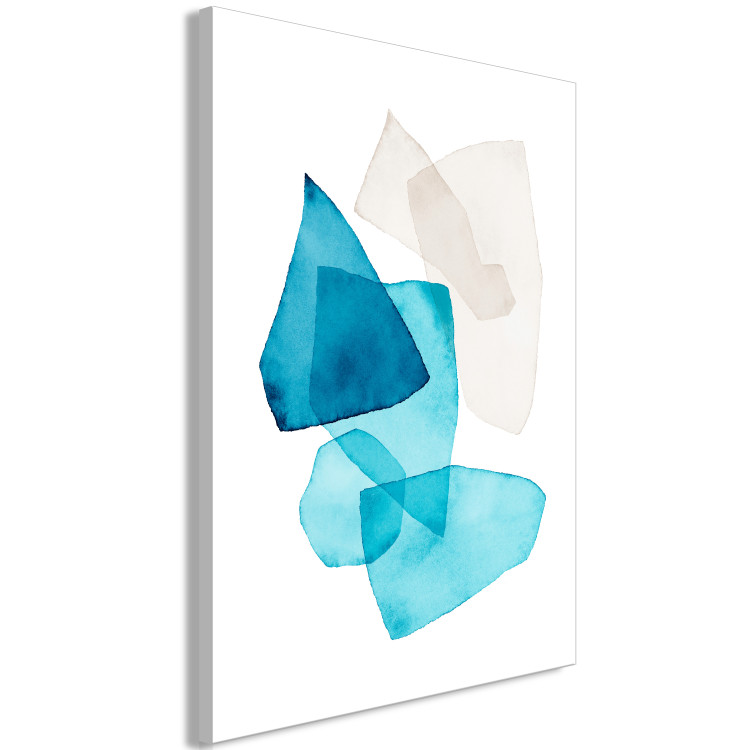 Canvas Blue and beige shapes - Abstraction stylized on watercolor 136010 additionalImage 2