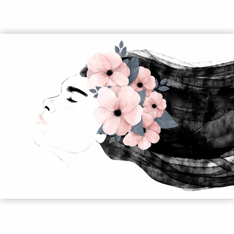 Photo Wallpaper Feminine charm - a composition depicting the face and flowers face 138310 additionalImage 5