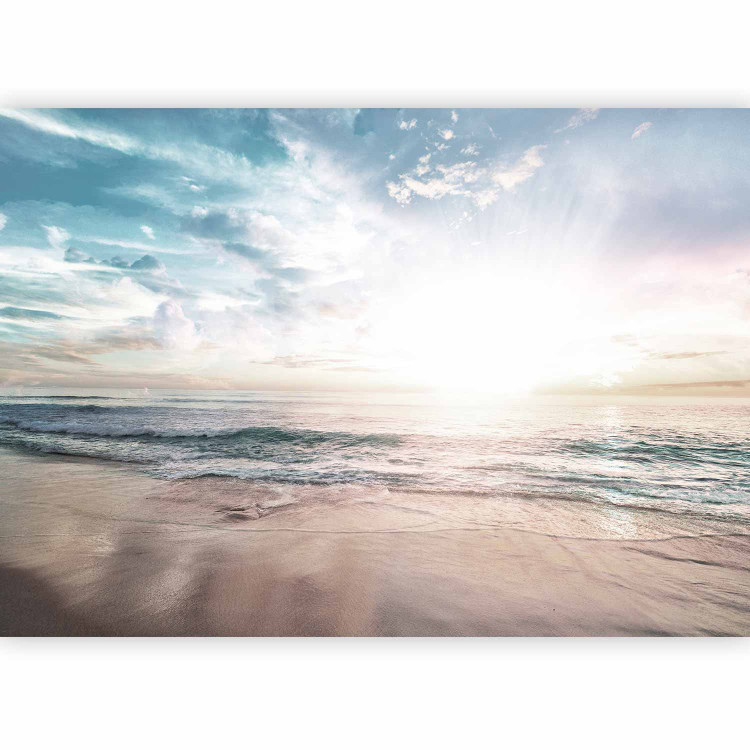 Wall Mural Beach in the morning - landscape with a peaceful sea, clouds and sun 138810 additionalImage 1