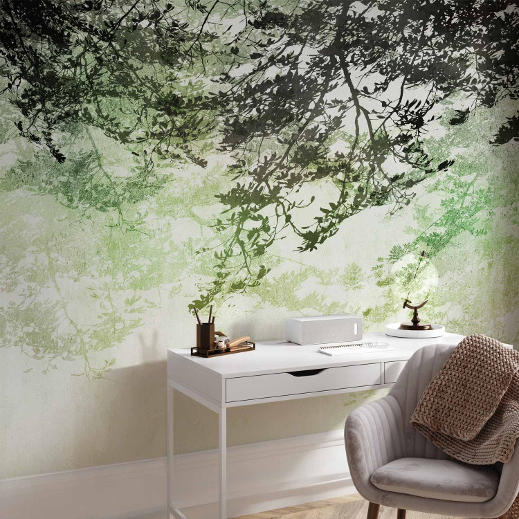 Wall Mural Tree Maze - Branches With Leaves on a Light Background - Green 148810 additionalImage 4
