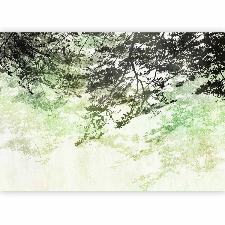 Wall Mural Tree Maze - Branches With Leaves on a Light Background - Green 148810 additionalImage 1