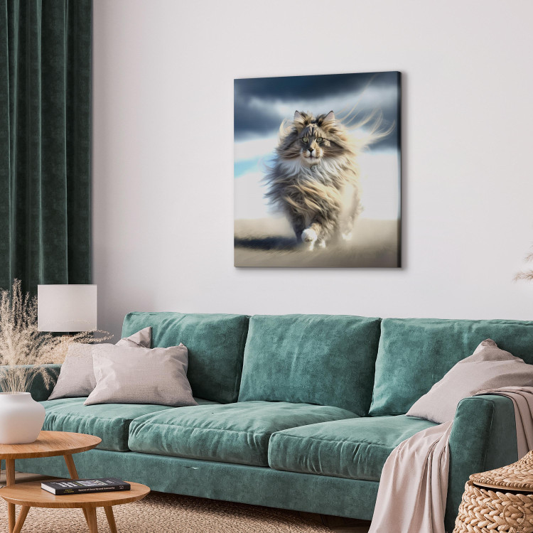 Canvas Print AI Maine Coon Cat - Strutting Animal With Flowing Hair - Square 150110 additionalImage 10