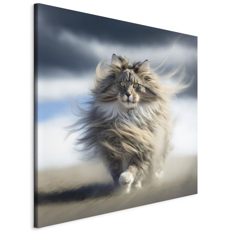 Canvas Print AI Maine Coon Cat - Strutting Animal With Flowing Hair - Square 150110 additionalImage 2
