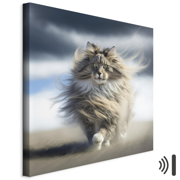 Canvas Print AI Maine Coon Cat - Strutting Animal With Flowing Hair - Square 150110 additionalImage 8