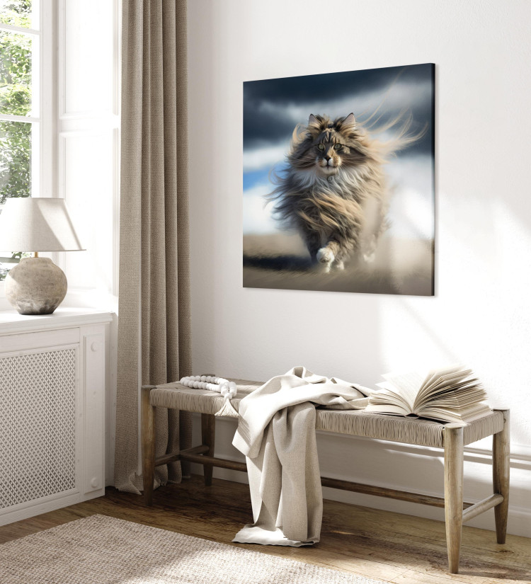 Canvas Print AI Maine Coon Cat - Strutting Animal With Flowing Hair - Square 150110 additionalImage 5
