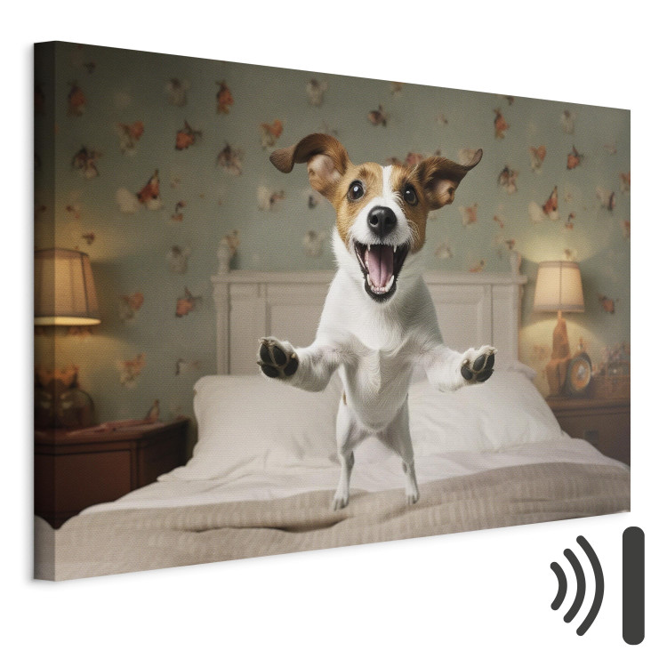 Canvas Art Print AI Dog Jack Russell Terrier - Joyful Animal Jumping From Bed Into Owner’s Arms - Horizontal 150210 additionalImage 8