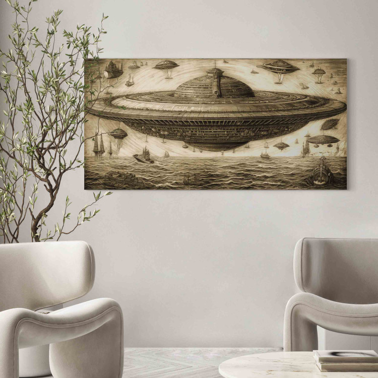 Large canvas print UFO Ship - A Sketch Inspired by the Style of Leonardo Da Vinci [Large Format] 151110 additionalImage 6