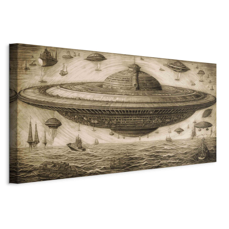 Large canvas print UFO Ship - A Sketch Inspired by the Style of Leonardo Da Vinci [Large Format] 151110 additionalImage 3