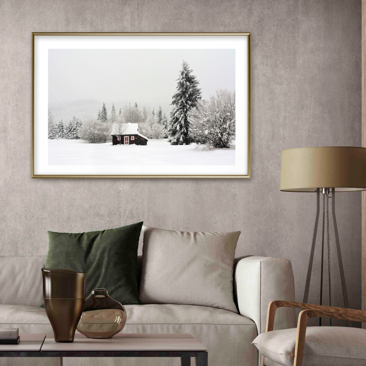 Poster Winter Shelter - A Small House in the Midst of a Snow-Covered Forest 151710 additionalImage 12