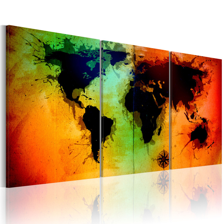 Canvas Art Print World map - colorful oceans 55410 additionalImage 2