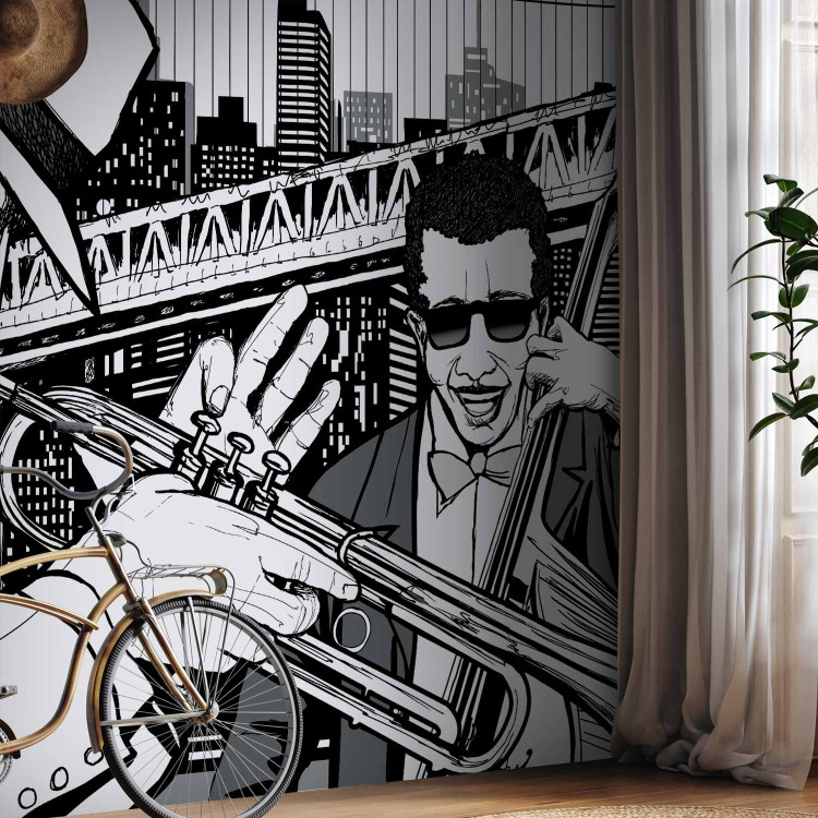 Wall Mural Musical World - Men playing music against the backdrop of a bridge in New York 61110 additionalImage 7