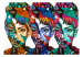 Wall Mural Female Silhouettes - Three colorful female faces in a patchwork style 61910 additionalThumb 1