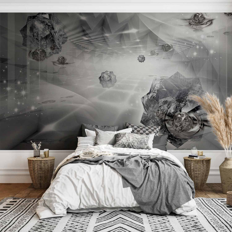 Photo Wallpaper Abstract grey - modern corridor with 3D effect and diamonds 92910 additionalImage 2