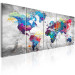 Canvas Art Print World Map: Spilled Paint (5-piece) - Colorful World and Gray Background 105020 additionalThumb 2