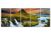 Canvas Art Print Wonderful Iceland (5-piece) - Waterfall amidst Green Landscape 105620