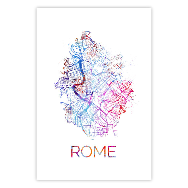 Poster Rome - English text and colorful map of the Italian city on a white background 114320 additionalImage 19