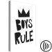Canvas Art Print Boys Rule (1-part) - Black and White Graphic Design with a Crown 114720 additionalThumb 6