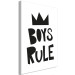 Canvas Art Print Boys Rule (1-part) - Black and White Graphic Design with a Crown 114720 additionalThumb 2