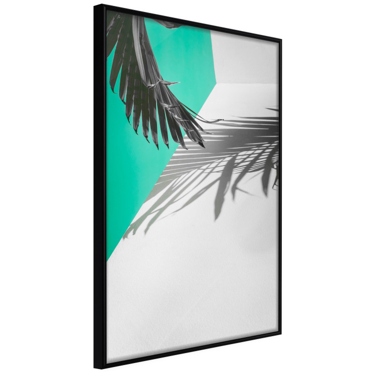 Poster Twig shadow - geometric abstraction with a palm leaf and green hue 115120 additionalImage 10