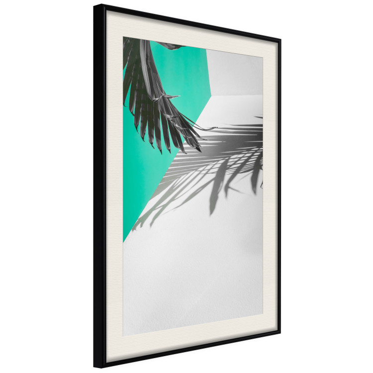 Poster Twig shadow - geometric abstraction with a palm leaf and green hue 115120 additionalImage 3