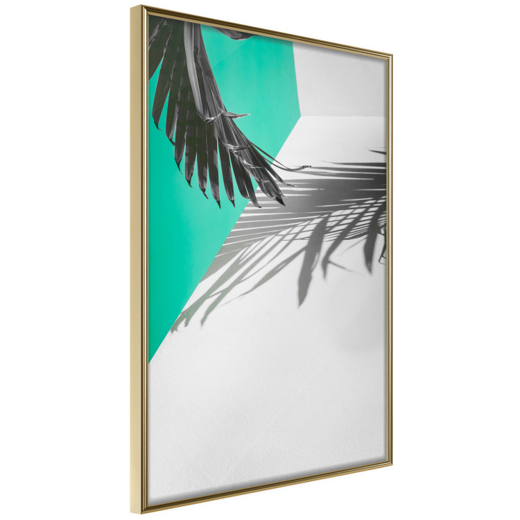 Poster Twig shadow - geometric abstraction with a palm leaf and green hue 115120 additionalImage 12