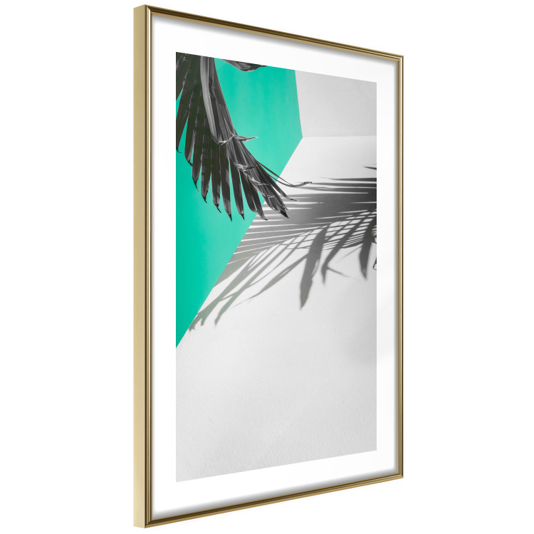 Poster Twig shadow - geometric abstraction with a palm leaf and green hue 115120 additionalImage 6