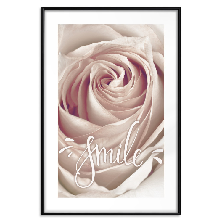 Wall Poster Smile! - light pink rose flower and white English text 116520 additionalImage 15