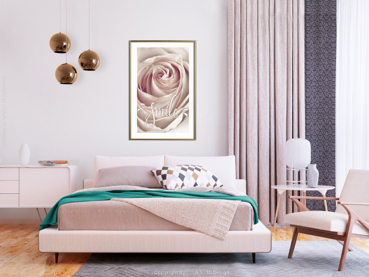 Wall Poster Smile! - light pink rose flower and white English text 116520 additionalImage 13