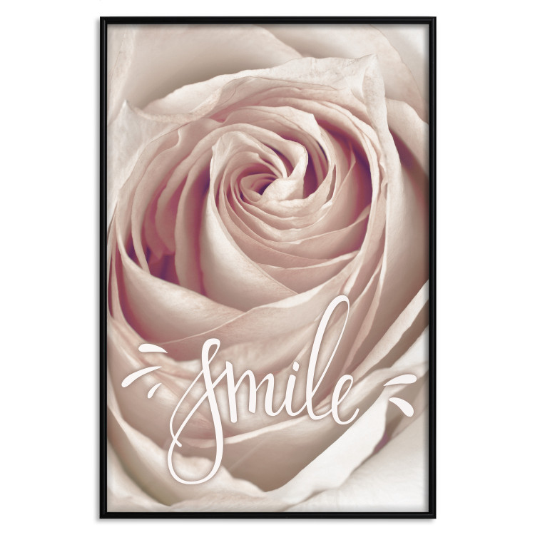 Wall Poster Smile! - light pink rose flower and white English text 116520 additionalImage 18
