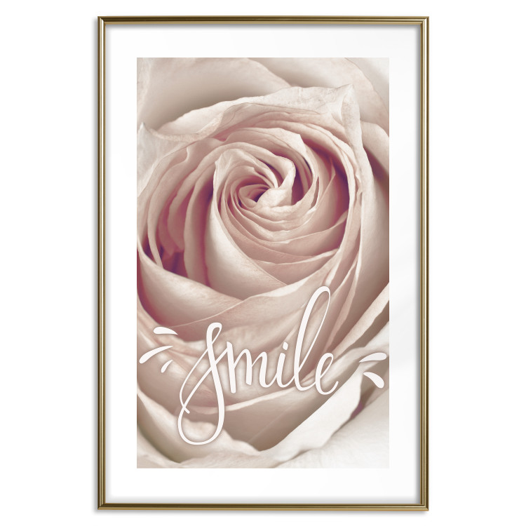 Wall Poster Smile! - light pink rose flower and white English text 116520 additionalImage 14