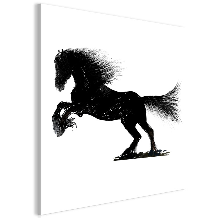 Canvas Dynamic horse - black and white illustration of a horse silhouette 118720 additionalImage 2