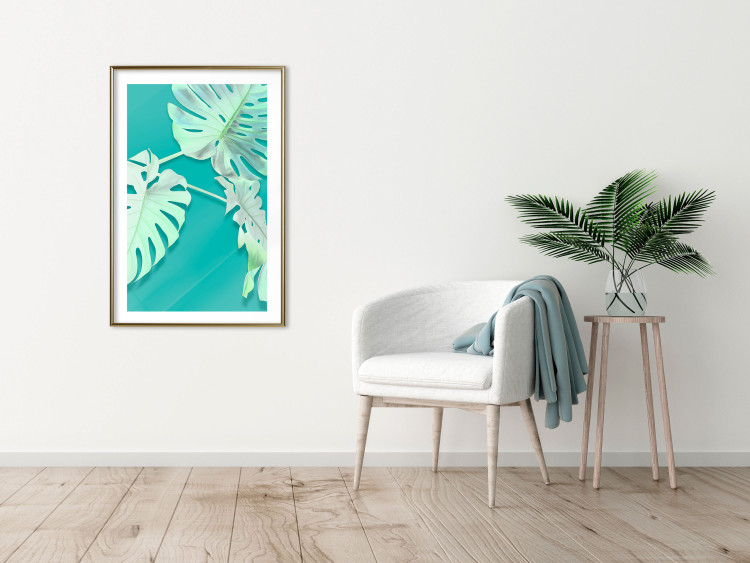 Wall Poster Mint Monstera - green monstera leaves on a mint-colored background 122620 additionalImage 22