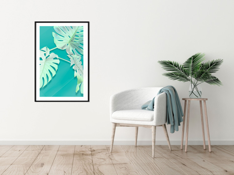Wall Poster Mint Monstera - green monstera leaves on a mint-colored background 122620 additionalImage 12