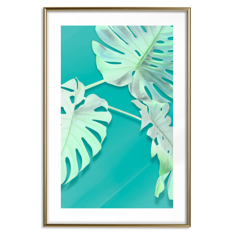 Wall Poster Mint Monstera - green monstera leaves on a mint-colored background 122620 additionalImage 15