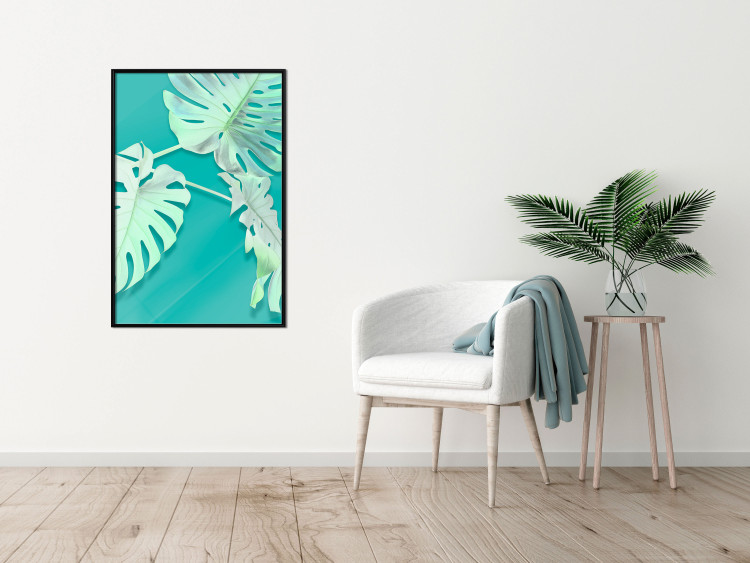 Wall Poster Mint Monstera - green monstera leaves on a mint-colored background 122620 additionalImage 6