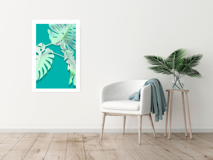 Wall Poster Mint Monstera - green monstera leaves on a mint-colored background 122620 additionalImage 2