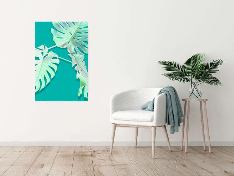 Wall Poster Mint Monstera - green monstera leaves on a mint-colored background 122620 additionalImage 27