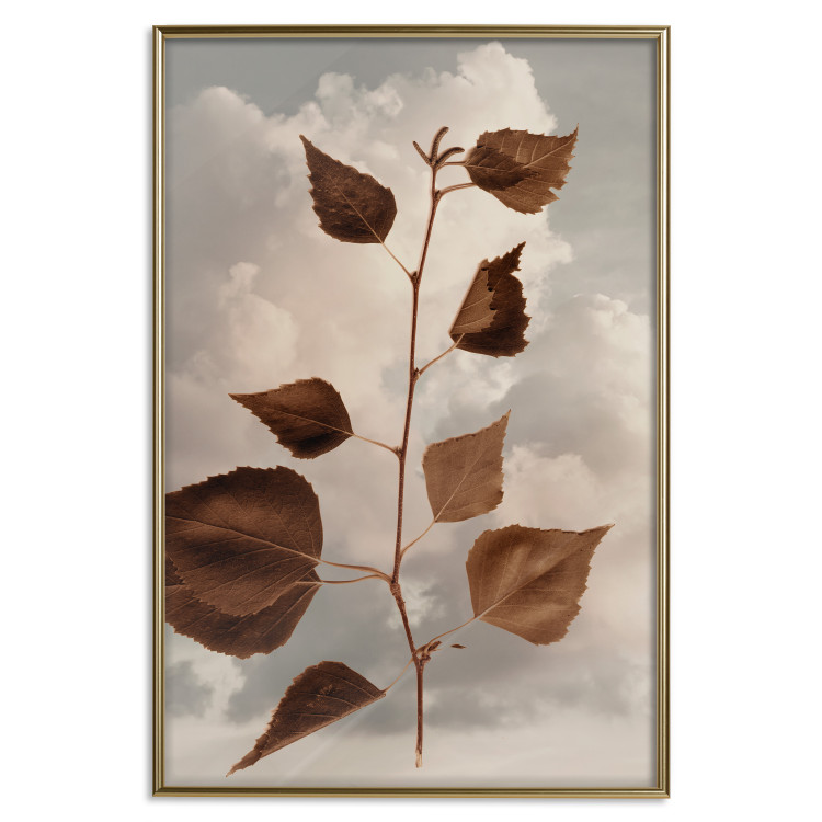 Wall Poster September - plant with brown leaves against sky and clouds in sepia 123620 additionalImage 16