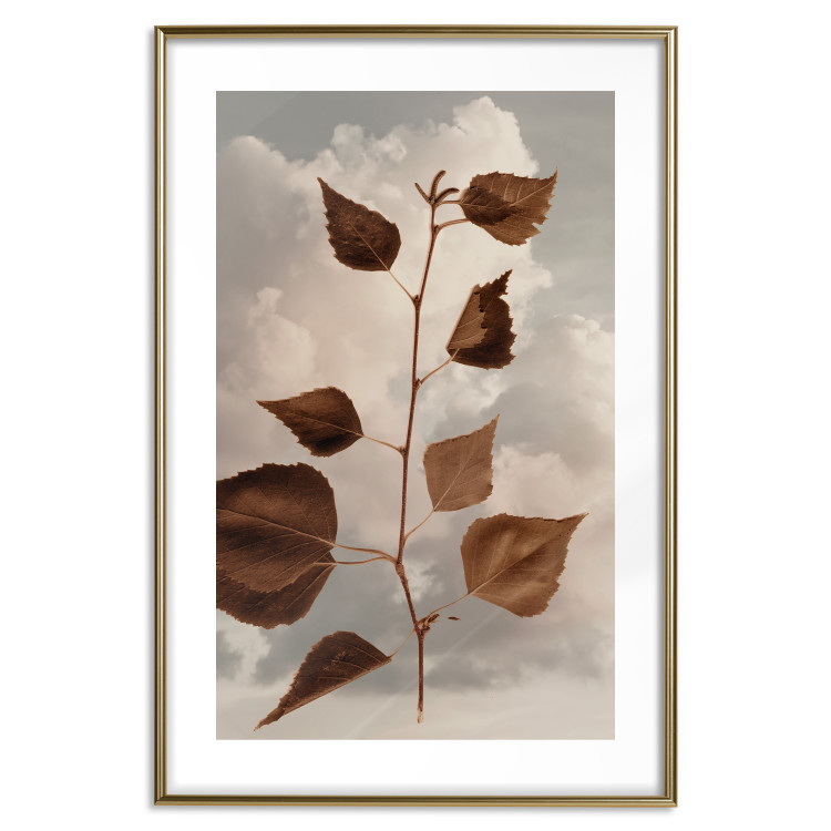 Wall Poster September - plant with brown leaves against sky and clouds in sepia 123620 additionalImage 14